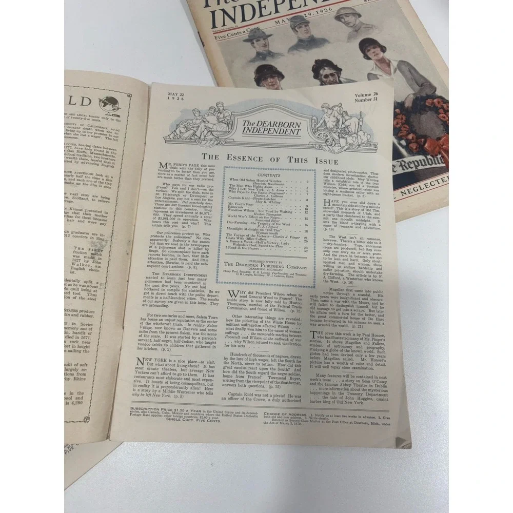 The Dearborn Independent 3‎ Lot 1926 May And June Volume 26 #31-32-33